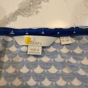 Boden Blue and White Scallop Print Dress- size 10